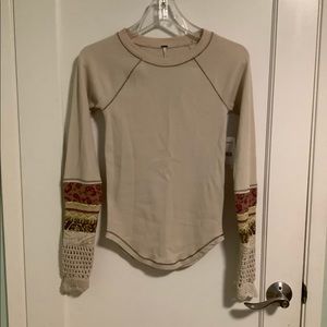 Free people thermal crotchet sleeve top